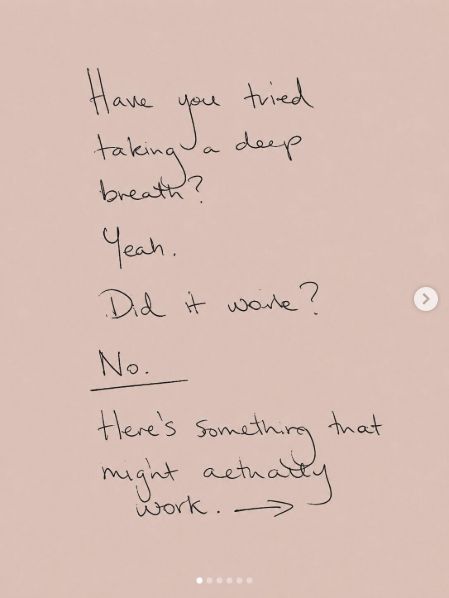 Handwritten note asking whether taking a deep breath worked