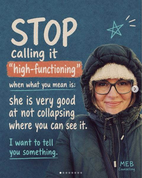 MEB Counselling post about the hidden cost of being high-functioning